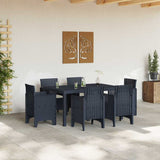 Garden Dining Set 7 pcs Anthracite Polt rattan - Side View