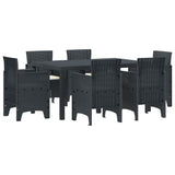 Garden Dining Set 7 pcs Anthracite Polt rattan - Front View