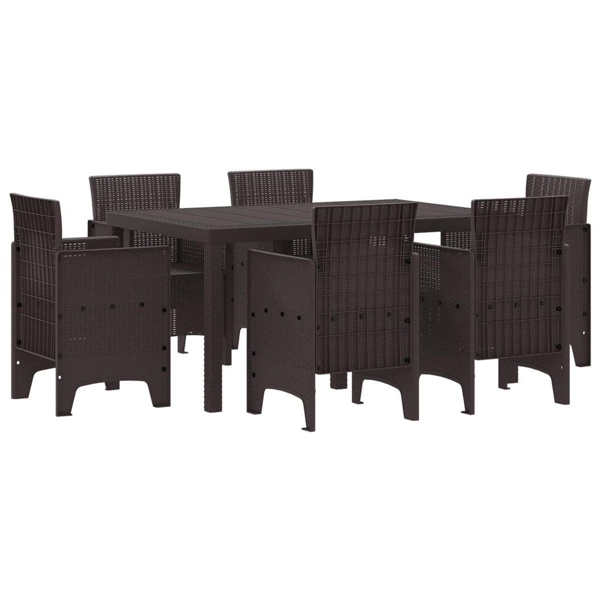 Garden Dining Set 7 pcs Brown Polt rattan