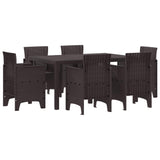 Garden Dining Set 7 pcs Brown Polt rattan