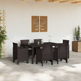 Garden Dining Set 7 pcs Brown Polt rattan - Side View