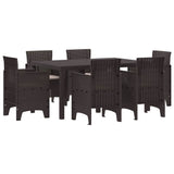 Garden Dining Set 7 pcs Brown Polt rattan - Front View