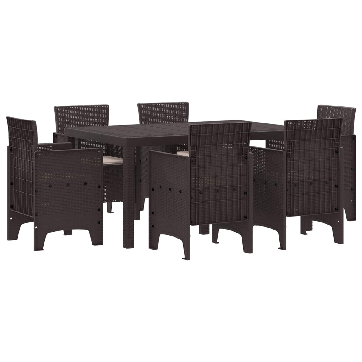 Garden Dining Set 7 pcs Brown Polt rattan