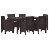 Garden Dining Set 7 pcs Brown Polt rattan