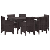Garden Dining Set 7 pcs Brown Polt rattan