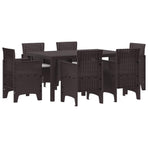 Garden Dining Set 7 pcs Brown Polt rattan