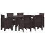 Garden Dining Set 7 pcs Brown Polt rattan