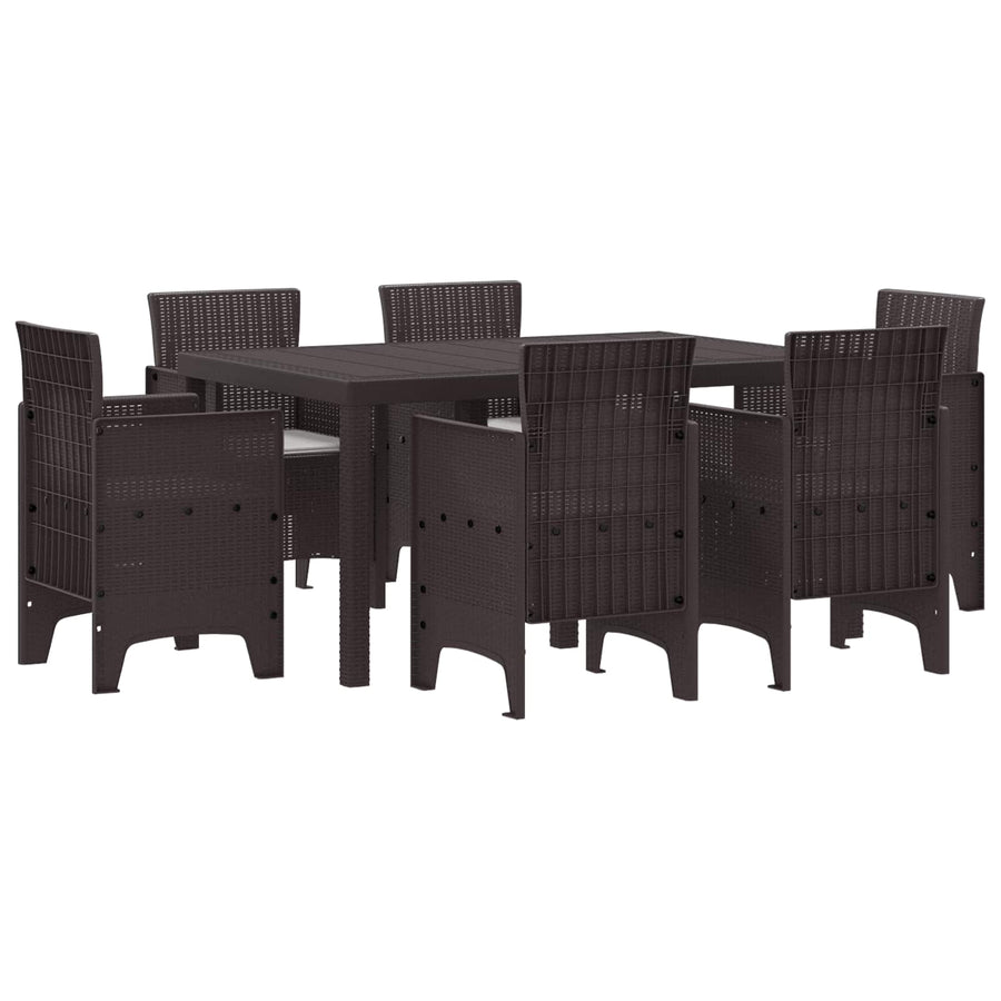 Garden Dining Set 7 pcs Brown Polt rattan