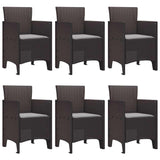 Garden Dining Set 7 pcs Brown Polt rattan - Top-Down View