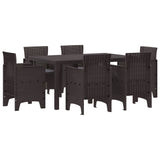 Garden Dining Set 7 pcs Brown Polt rattan - Front View