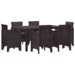 Garden Dining Set 7 pcs Brown Polt rattan