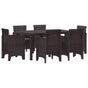 Garden Dining Set 7 pcs Brown Polt rattan