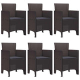 Garden Dining Set 7 pcs Brown Polt rattan - Top-Down View