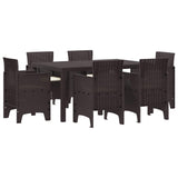Garden Dining Set 7 pcs Brown Polt rattan