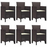 Garden Dining Set 7 pcs Brown Polt rattan - Top-Down View
