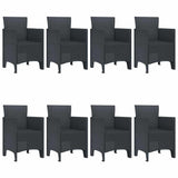 Garden Dining Set 9 pcs Anthracite Polt rattan - Top-Down View