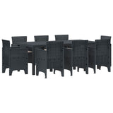 Garden Dining Set 9 pcs Anthracite Polt rattan - Front View
