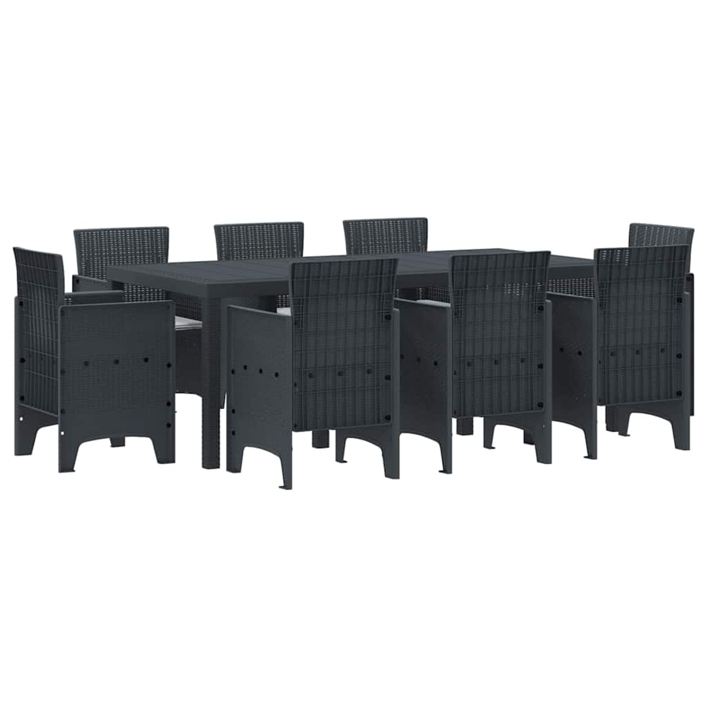 Garden Dining Set 9 pcs Anthracite Polt rattan