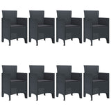 Garden Dining Set 9 pcs Anthracite Polt rattan - Top-Down View