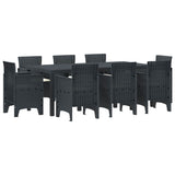 Garden Dining Set 9 pcs Anthracite Polt rattan - Front View
