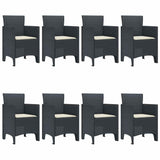 Garden Dining Set 9 pcs Anthracite Polt rattan - Top-Down View