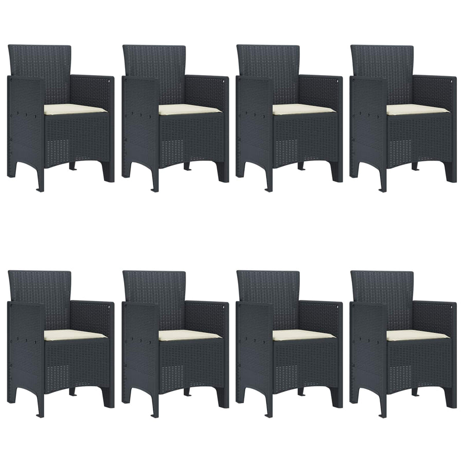 Garden Dining Set 9 pcs Anthracite Polypropylene