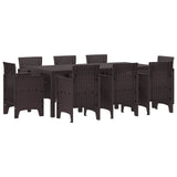 Garden Dining Set 9 pcs Brown Polypropylene
