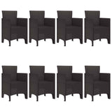 Garden Dining Set 9 pcs Brown Polypropylene - Front View