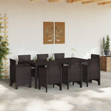 Garden Dining Set 9 pcs Brown Polt rattan - Side View