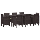 Garden Dining Set 9 pcs Brown Polt rattan - Front View
