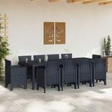 Garden Dining Set 11 pcs Anthracite Polt rattan - Side View