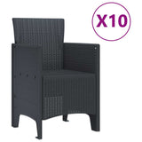 Garden Dining Set 11 pcs Anthracite Polt rattan - 45-Degree Angle