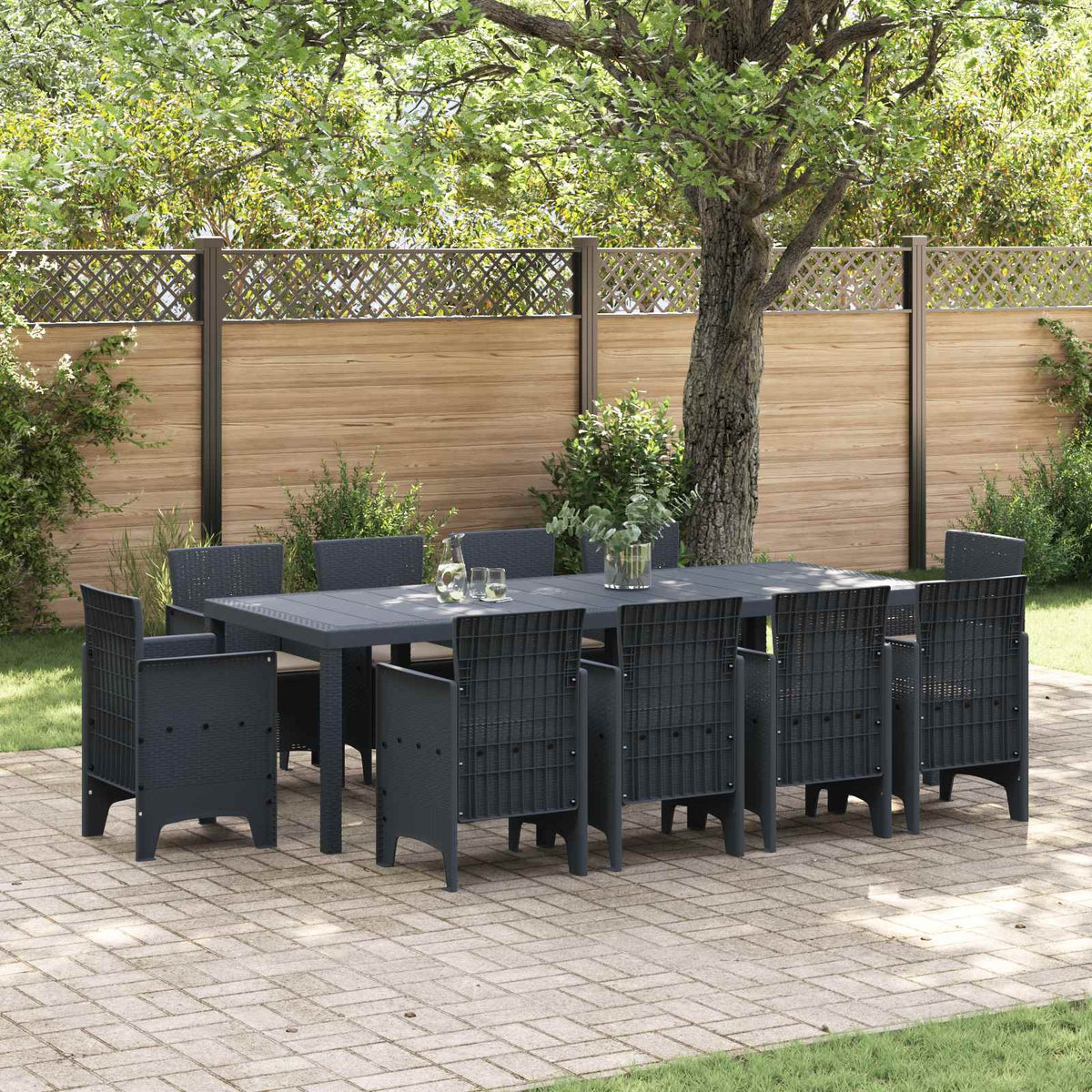 Garden Dining Set 11 pcs Anthracite Polypropylene