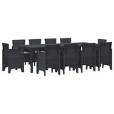 Garden Dining Set 11 pcs Anthracite Polt rattan - Front View