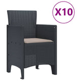 Garden Dining Set 11 pcs Anthracite Polt rattan - 45-Degree Angle