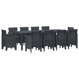 Garden Dining Set 11 pcs Anthracite Polt rattan - Front View