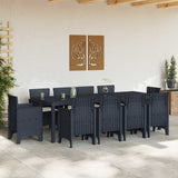 Garden Dining Set 11 pcs Anthracite Polt rattan - Side View