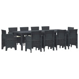Garden Dining Set 11 pcs Anthracite Polt rattan - Front View