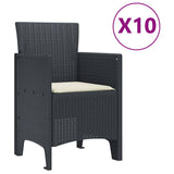 Garden Dining Set 11 pcs Anthracite Polt rattan - 45-Degree Angle