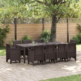 Garden Dining Set 11 pcs Brown Polypropylene