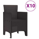 Garden Dining Set 11 pcs Brown Polt rattan - 45-Degree Angle