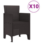 Garden Dining Set 11 pcs Brown Polypropylene