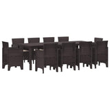 Garden Dining Set 11 pcs Brown Polt rattan - Front View