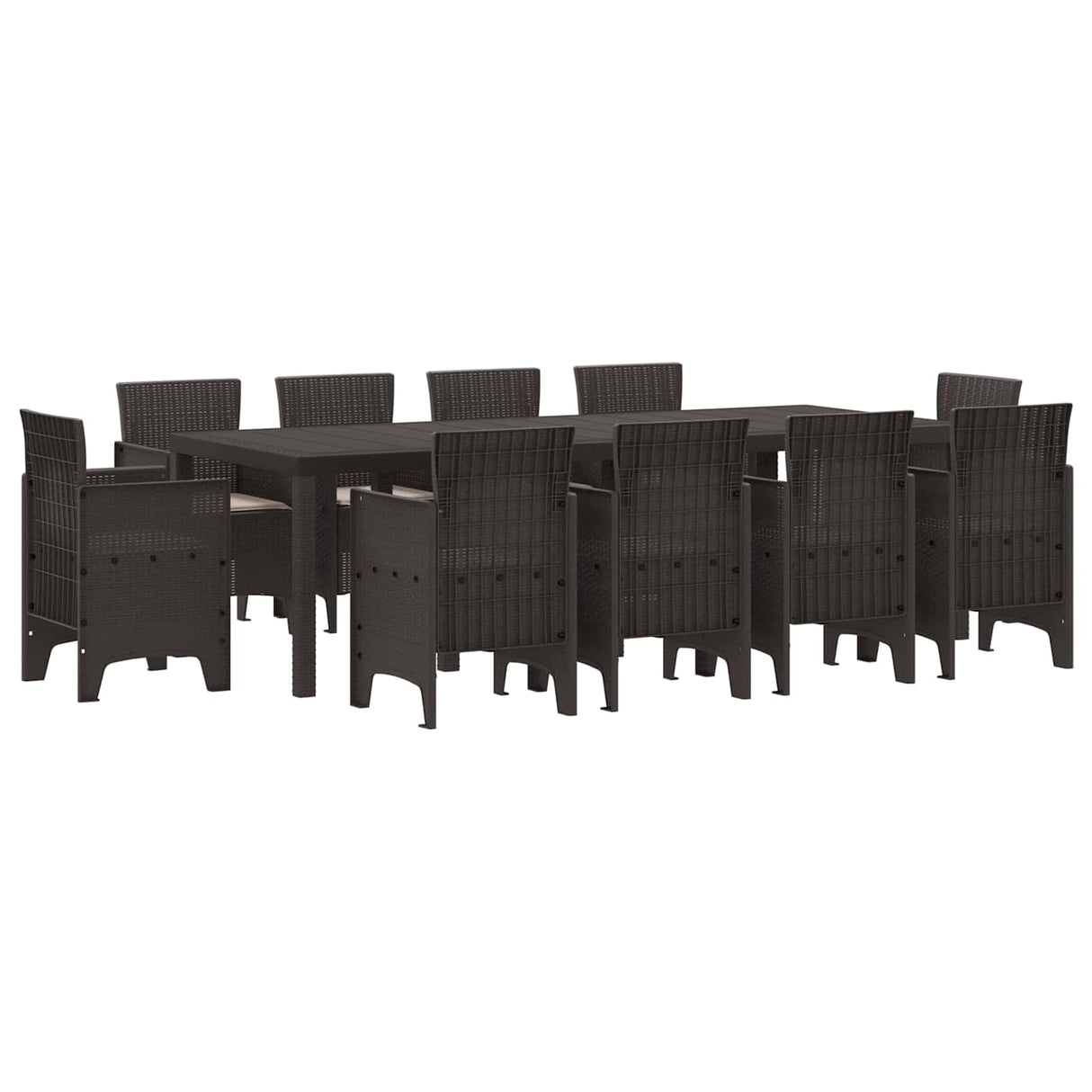 Garden Dining Set 11 pcs Brown Polypropylene