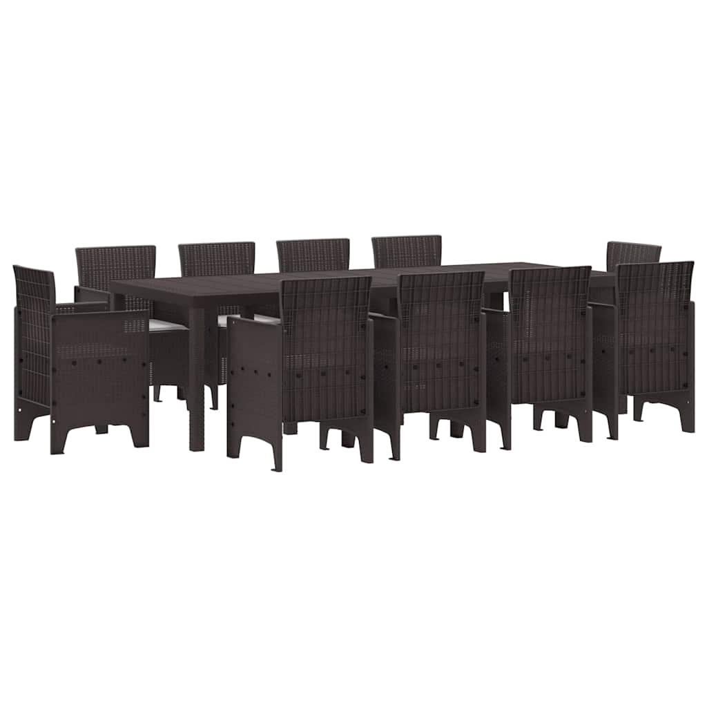 Garden Dining Set 11 pcs Brown Polt rattan