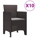 Garden Dining Set 11 pcs Brown Polypropylene