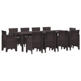 Garden Dining Set 11 pcs Brown Polt rattan - Front View