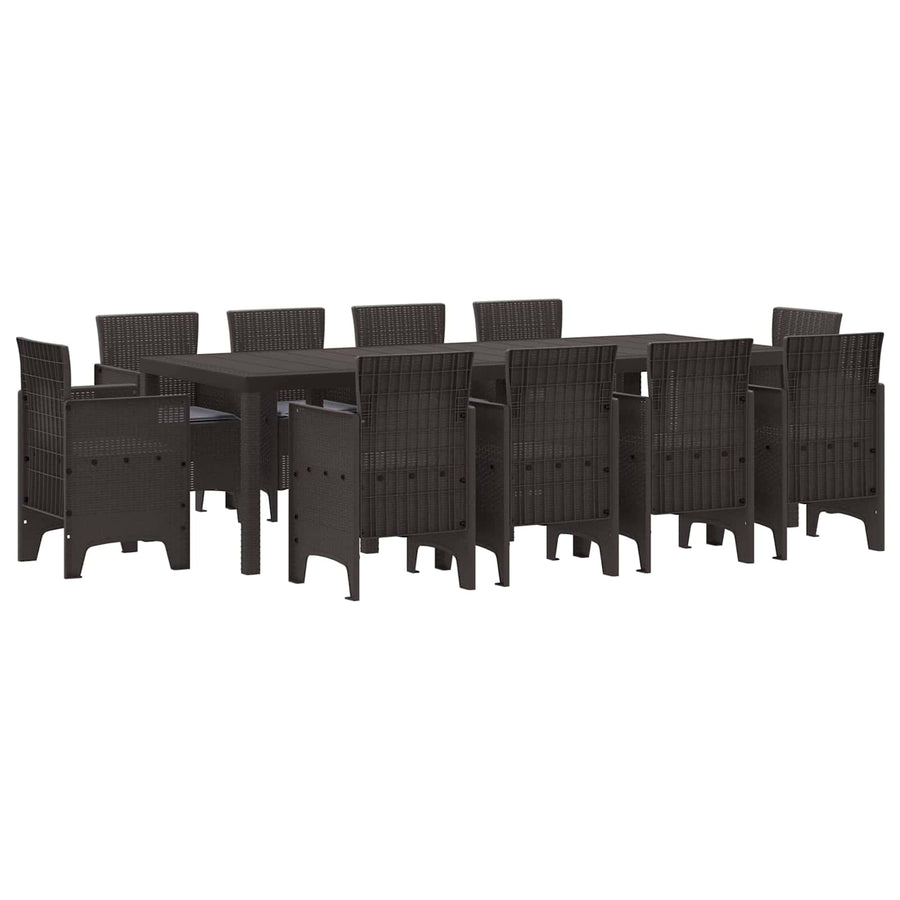 Garden Dining Set 11 pcs Brown Polypropylene