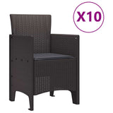 Garden Dining Set 11 pcs Brown Polt rattan - 45-Degree Angle