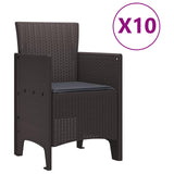 Garden Dining Set 11 pcs Brown Polypropylene - 45-Degree Angle